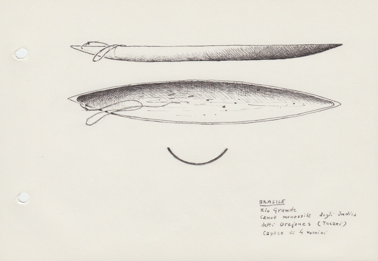 094 Brasile - Rio Grande - canoa monossile degli Indios Orejones - Tucani - per 4 uomini